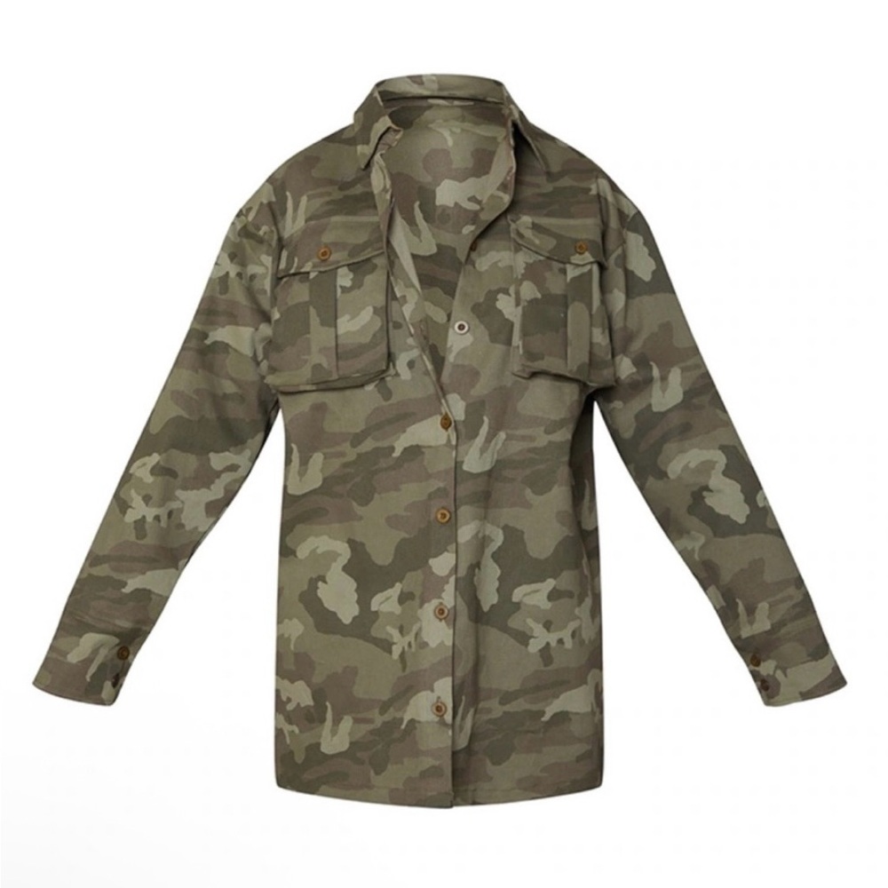 Oversized Multi Pocket Camo Cargo Shirt Dress - Picture 5 of 8